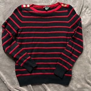 Lauren Ralph Lauren Navy and Red Striped Sweater